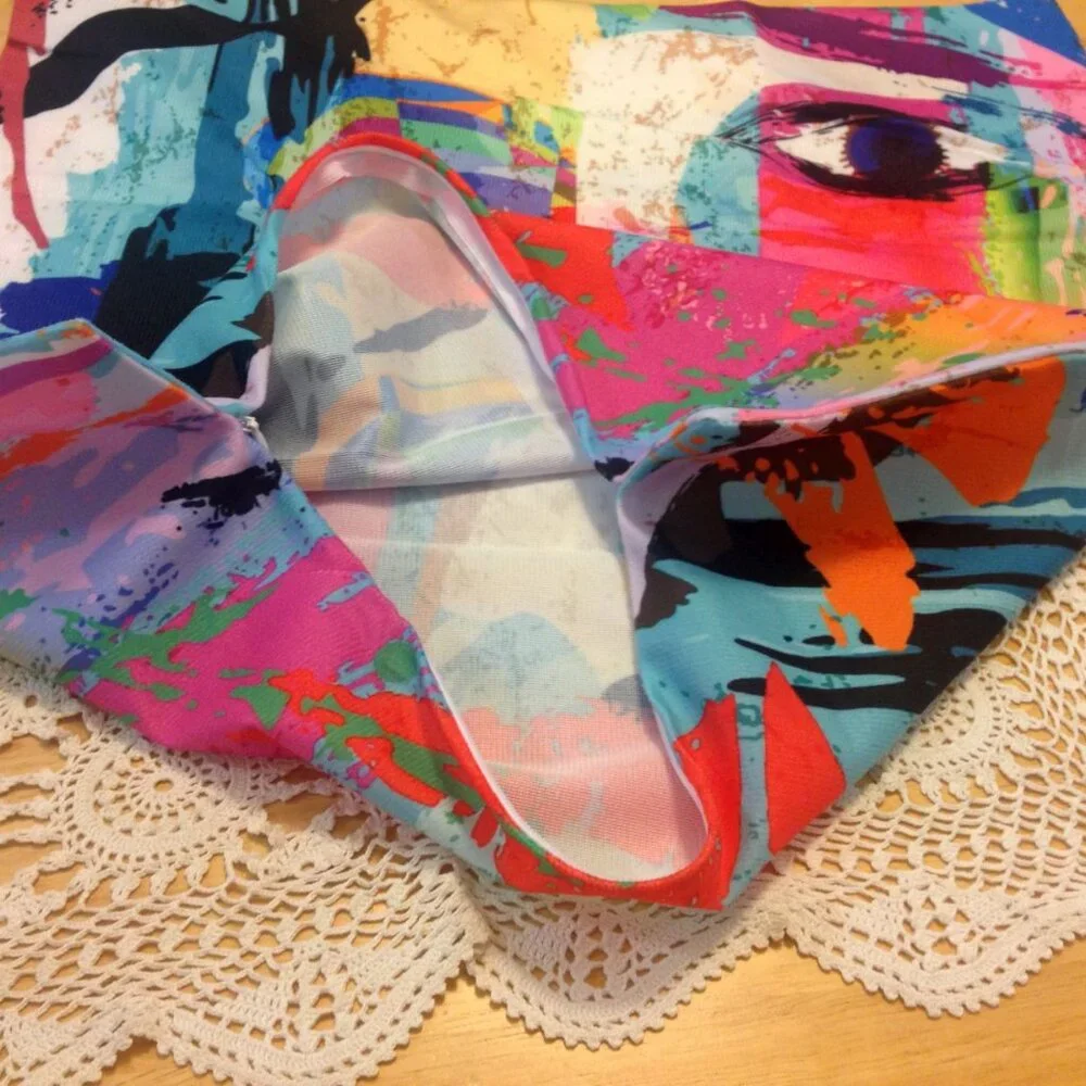 Abstract face pillow cover, colorful and fun